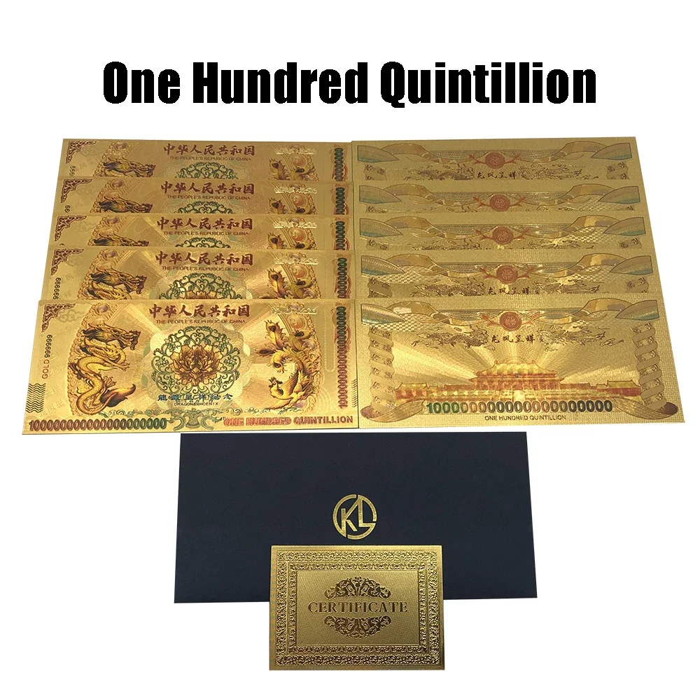 

10pcs/lot New One Hundred Quintillion Chinese Dragonand phoenixe Banknotes For Chinese Currency collection