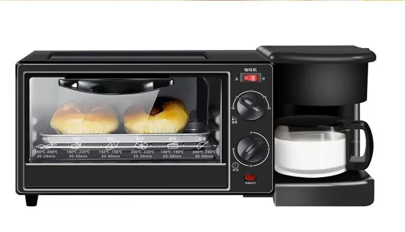 3 In 1 Breakfast Makers Set Accessories Toaster Coffee Pot Oven Glass Frying Pan Breakfast Maker Machine 2