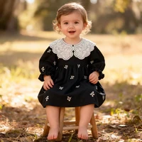 Autumn 2025 New Party Dress 2-6Yrs Girl Sister Dress Long Sleeved Kids Clothes Cotton Printed Embroidery Kids Princess Dresses