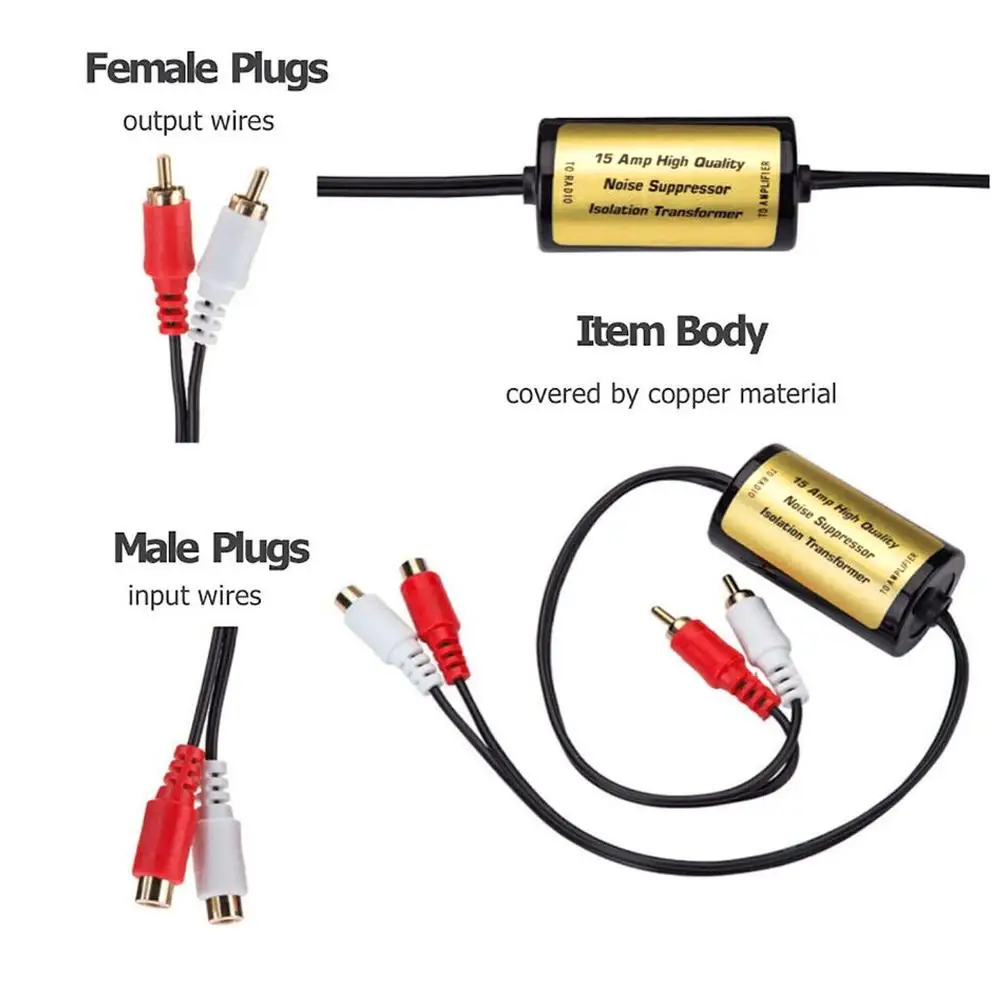 RCA Audio Noise Filter Effectively Reduces Speaker Noise Elimination Audio Source Modification Filter Ground Loop Isolator 2PCS for audio noise filter