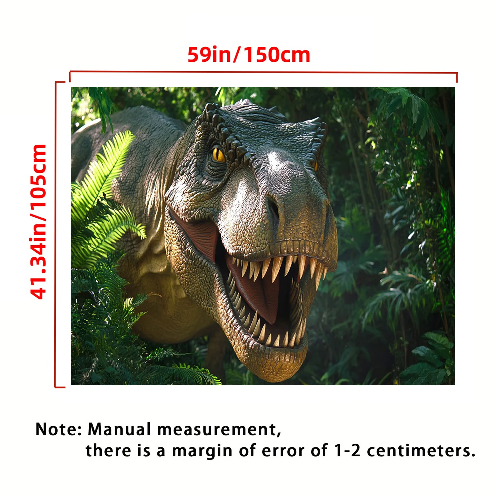1-Dinosaurier-Hintergrundtuch aus Polyester – Dschungel-Design, geeignet für alle Arten von Partys, langlebiges Event-Banner – Detail 8