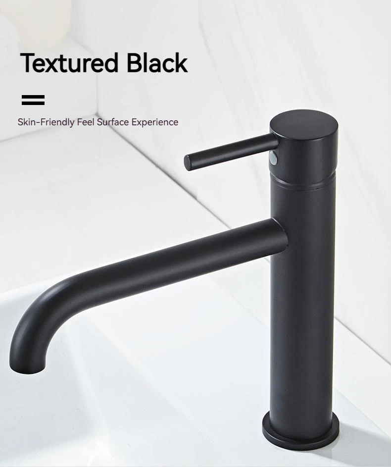Description Picture 2 of itemBlack Painted Modern Minimalist Bathroom Single Handle Sitting Mixing Basin Metal Taps Accessories Bath Mixer Washbasin Sink Tap