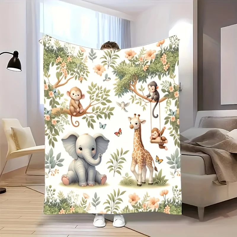 Jungle Animal Friends Flannel Blanket 5