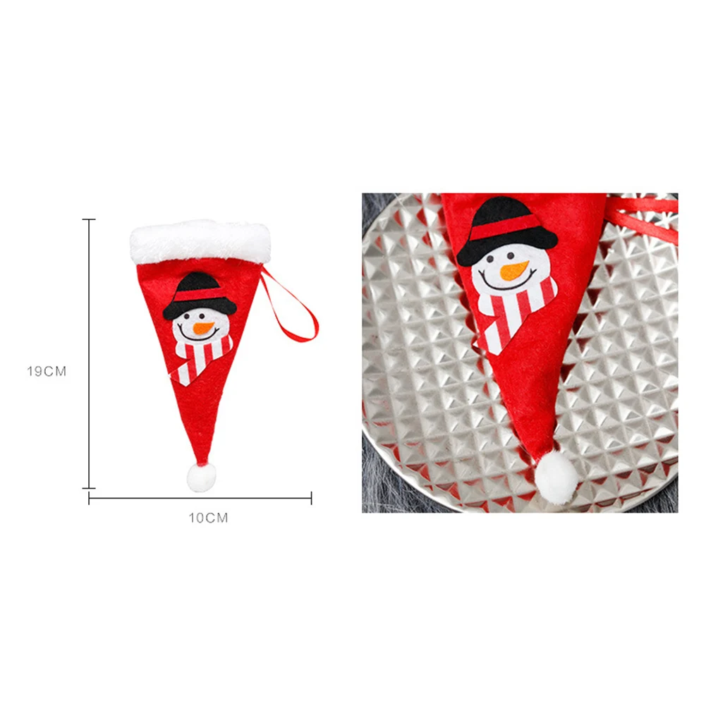 Christmas Hat Tableware Bag Non Woven Fabric Home Holiday Party Decor