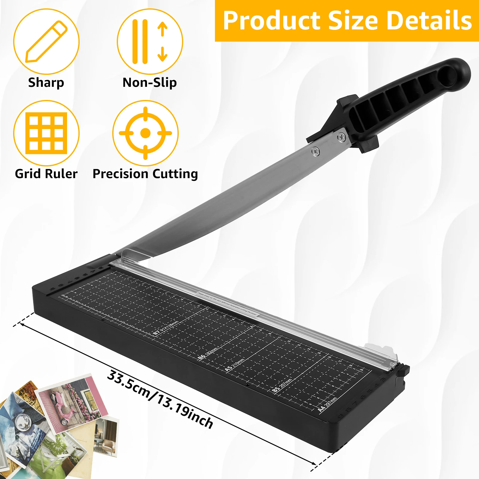 Paper Cutter Craft Cutting Tools Mini Paper Trimmer Guillotine Cutter 8 Sheets Capacity Accurate A4 Cut Length Desktop Paper Cutting Machine Kraft Cutting