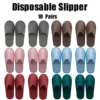 10 Pairs Disposable Slipper Non-Slip Closed Toe House Slippers Unisex Brushed Plush Slides for Hotel Travel Households Shoes 1