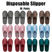 10 Pairs Disposable Slipper Non-Slip Closed Toe House Slippers Unisex Brushed Plush Slides for Hotel Travel Households Shoes 1