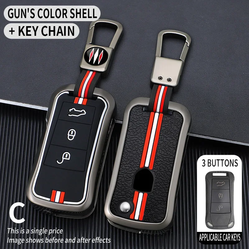 2/3 Tasten Metall Autoschlüssel Abdeckung Fob Fall Shell für Porsche Cayenne GTS Klappbare Auto Schlüssel Fernbedienung