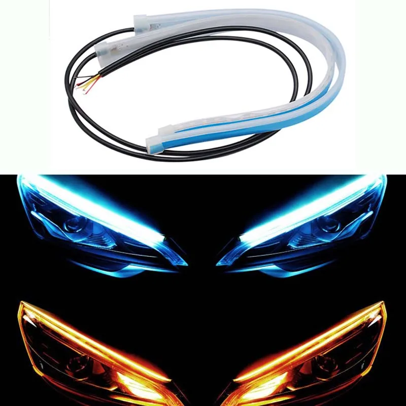 2pcsLEDDRLCarDaytimeRunningLightFlexibleWaterproofStripFor