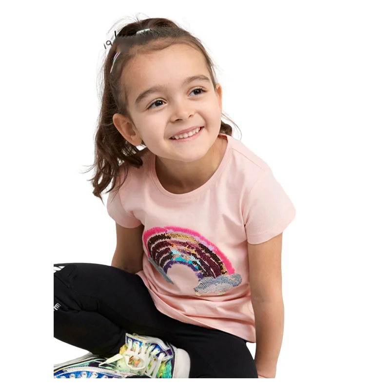 Camisetas de arcoíris para niñas, ropa de verano para niños, camisetas de manga corta para niños, camisetas para niños, camiseta de disfraz para bebés, superventas, 2-7