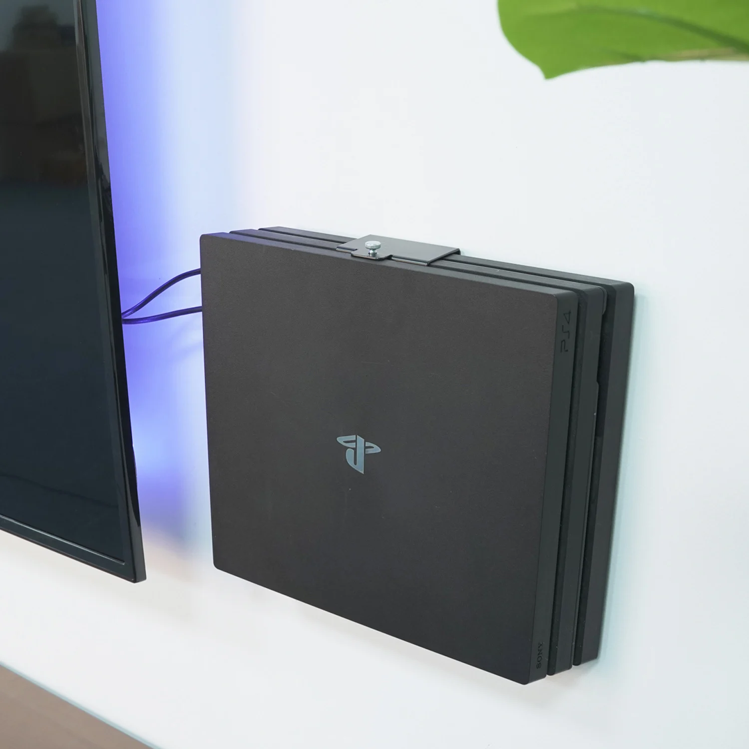 Monzltec – support mural pour PS4 Slim, tout en métal suspendu  verticalement au mur, gain d'espace facile à installer