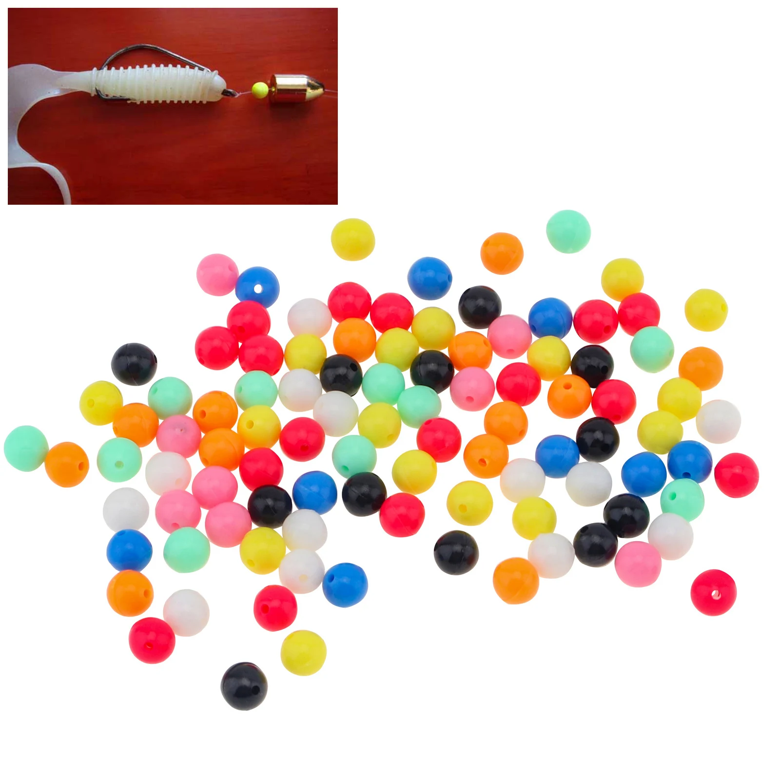 100pcs 6mm Different Colors  Round Colorful Fishing Beads for Fishing Rigs Fishing Line Beads 100pc fishing floats beads luminous plastic glow beads fishing rig beads 4mm 5mm 6mm 8mm bass bait fishing lure accessories