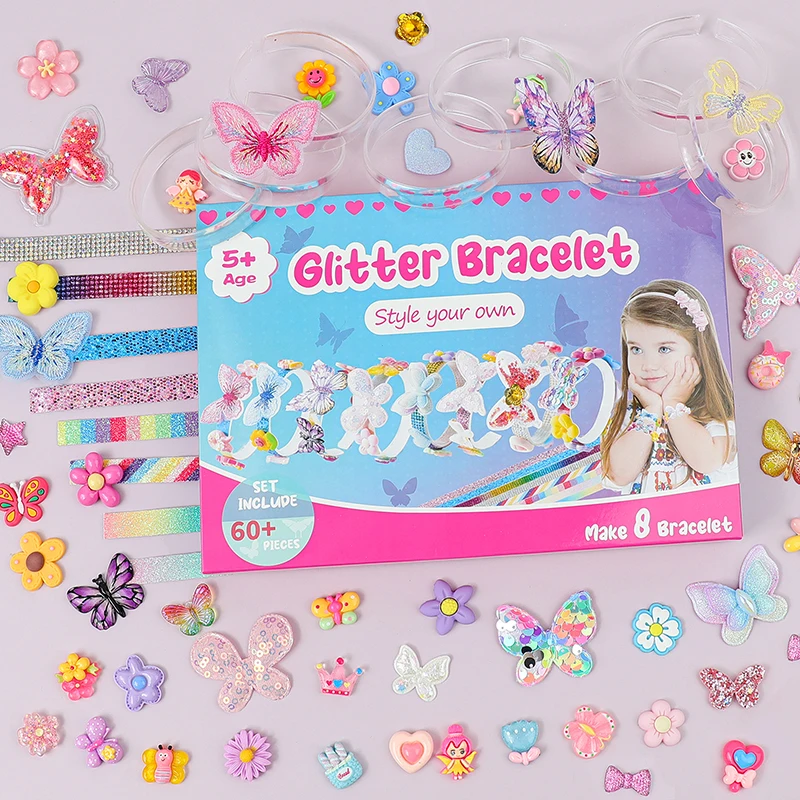 Fun DIY Kids' Jewelry Material Pack: Make Your Own Bracelet, Headband & Butterfly Piece! - 4