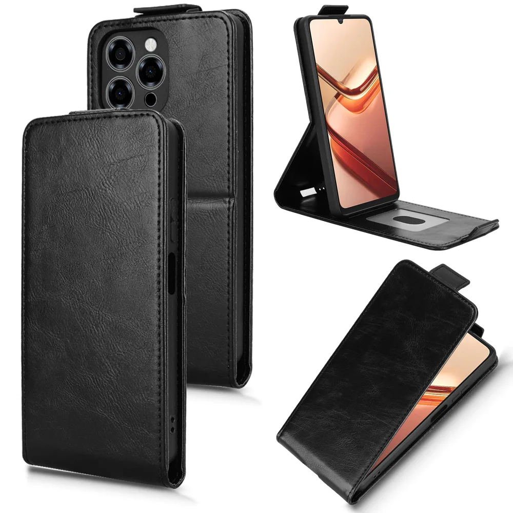 Luxury Retro Leather Flip Vertical Case with Card Holder and Stand Cover