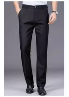 Male Pants Stretch Solid Black Smart Casual Men’s Trousers Office Quick Dry Suit Pants New Spring Autumn Korean Straight Pants