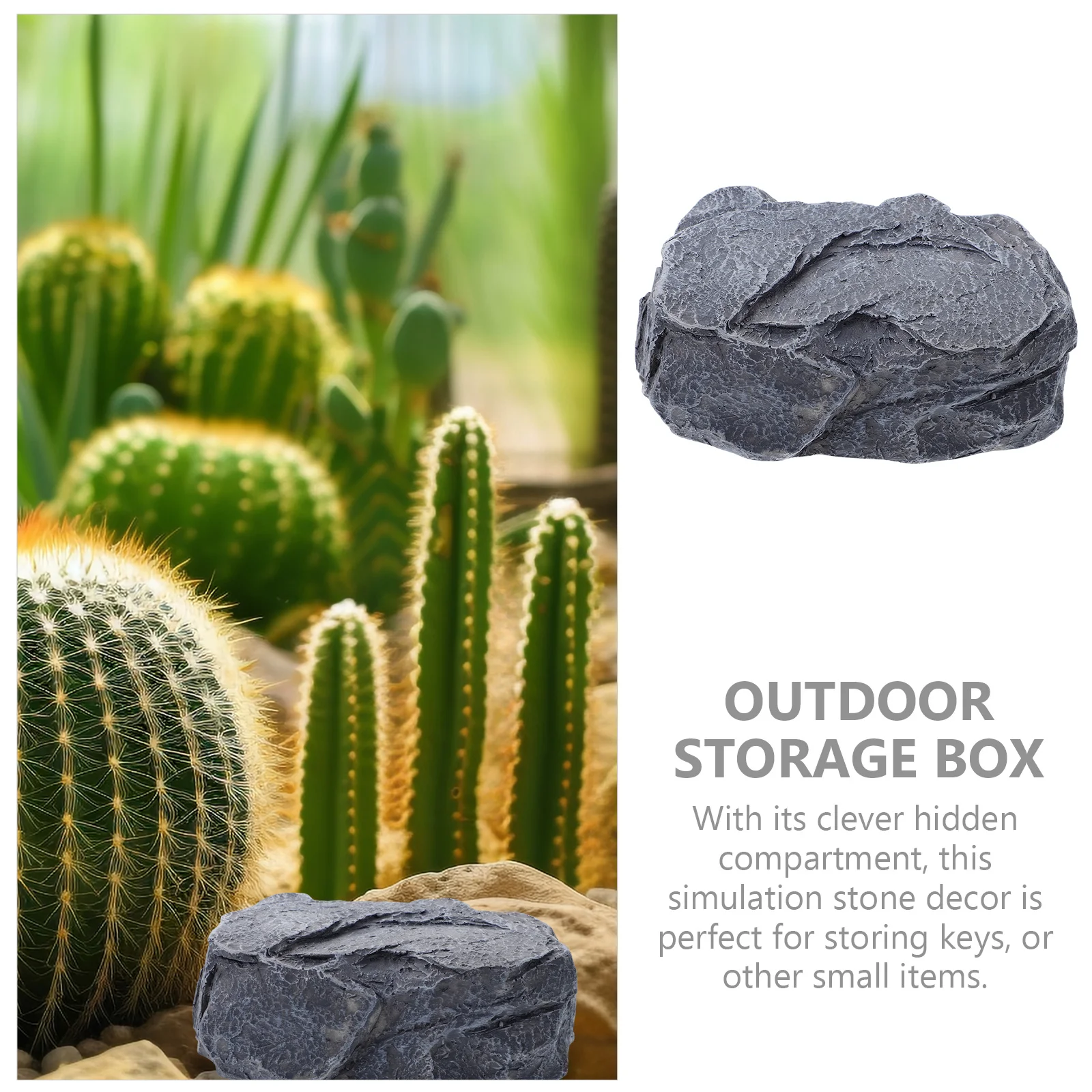 Stone Key Box Resin Hidden Compartment Outdoor Garden Storage Security Key Hider Rock Shape Decorative Waterproof Case For