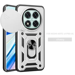 Enhanced Armor Case with Ring Magnetic Holder and Lens Protection for Redmi note 15 Pro 4G (Silver)