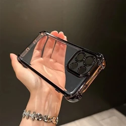 Electroplated Transparent Silicone Shockproof Phone Case with Camera Protection for OnePlus Nord 6 (Black)