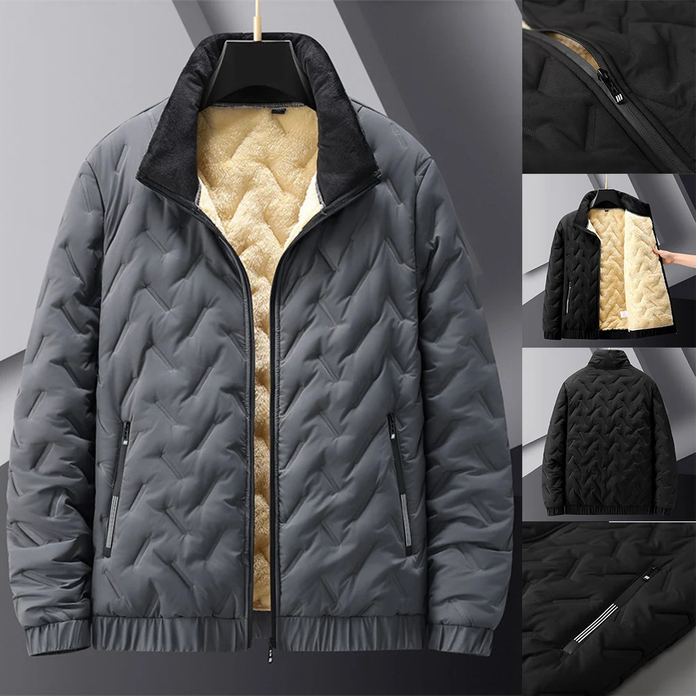

2023 New Winter Jacket Men Thermal Lined Thick Warm Fleece Jacket Male Coat Turn Down Collar Parkas Korean Outerwear Mens Jacket