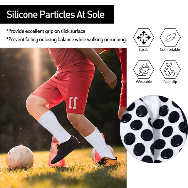 4 Pairs Men's Soccer Socks with Grip Non Slip Anti Slip Athletic Socks with Cushion Pads for Football Basketball Hockey 2