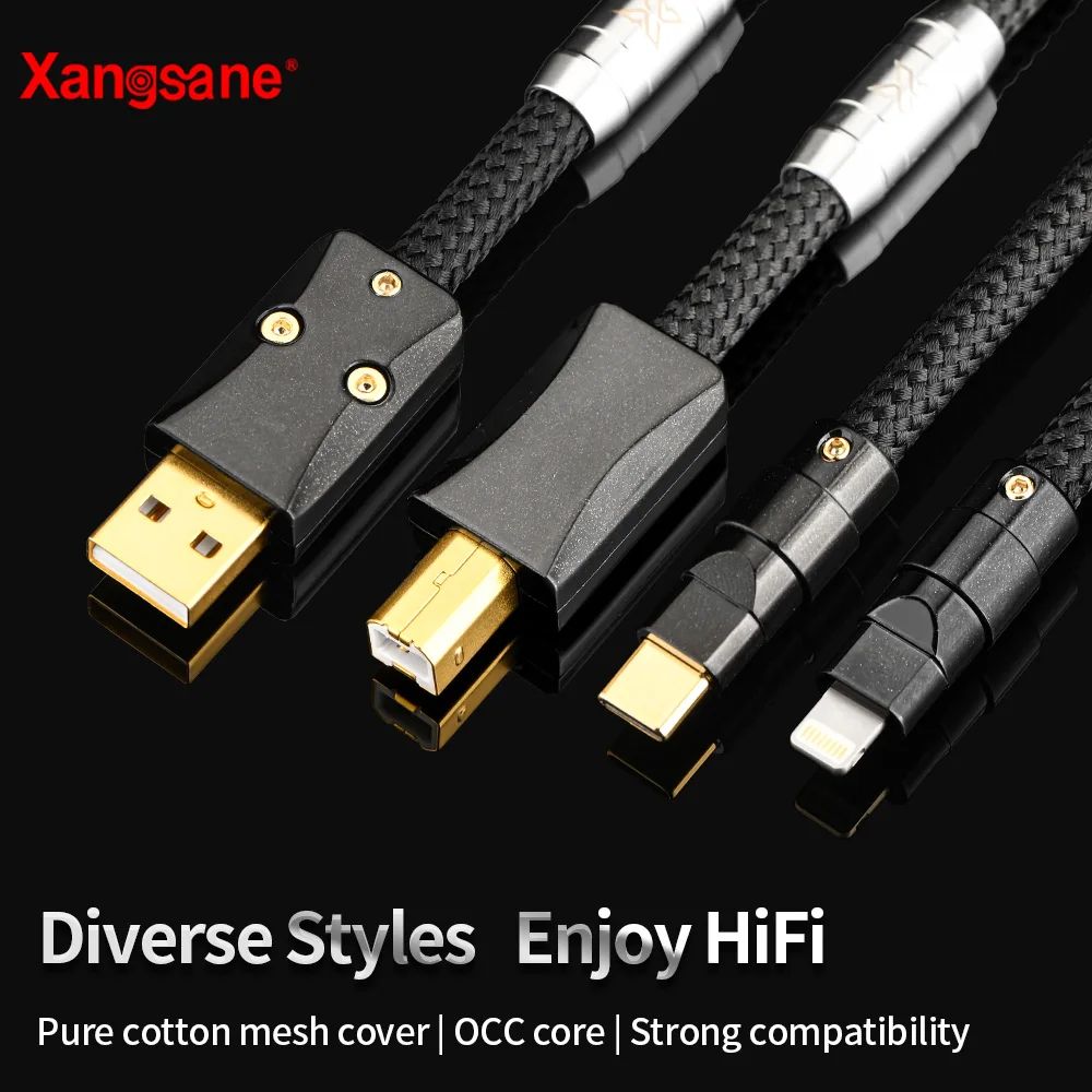 USB OTG Cable USB A to B Type C 5N OCC Lighting to B Audio Decoder DAC Sound Card A-B Shielding