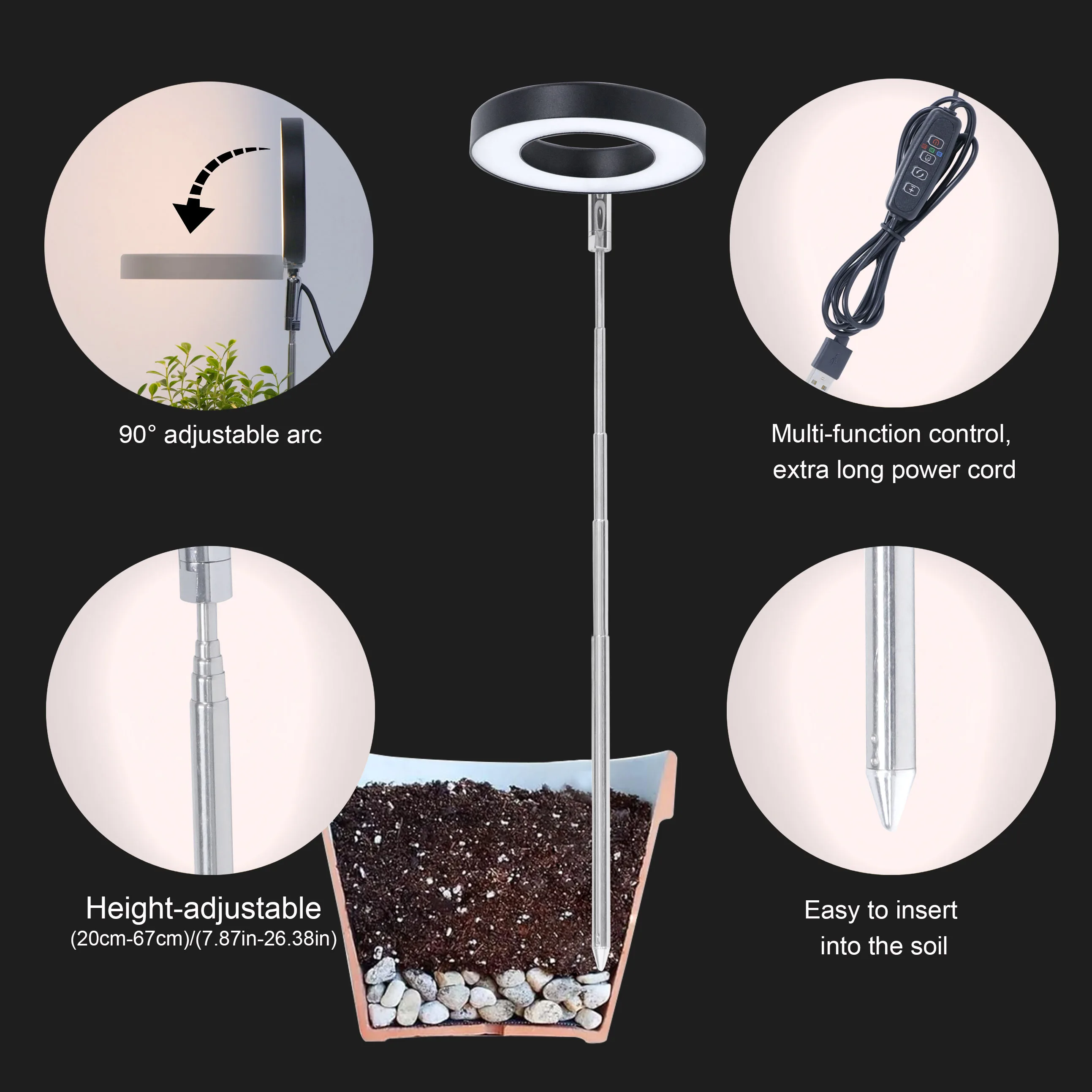 LED Angel Ring Grow Plant Light DC5V USB Phytolamp for Plants Led Full Spectrum Lamp For Indoor Seedlings Home Flower Succulet