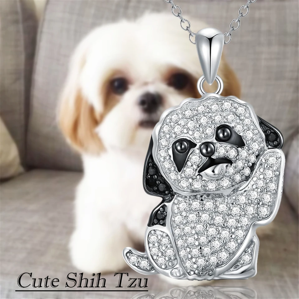 Pendentif Shih Tzu Argent 925 HUKKUN - Bijou Chien Pour Bracelet, Cadeau Femme Amateur De Chiens