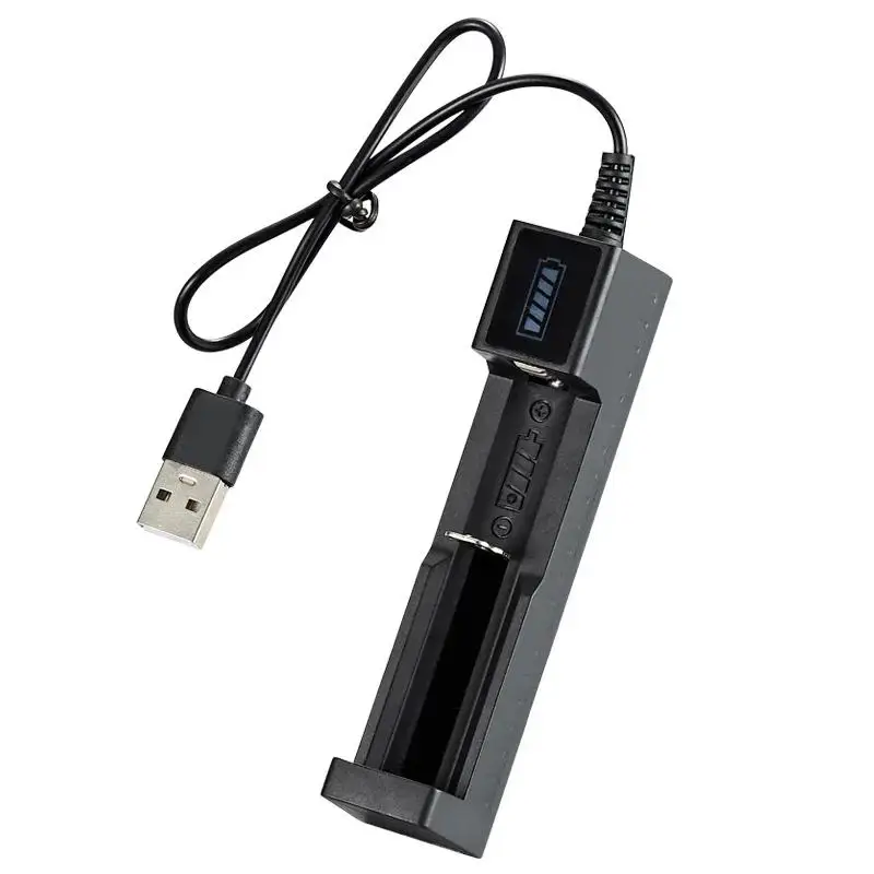 1 슬롯 USB LED 스마트 리튬 배터리 충전기 4.2V 16340 14500 18650 26650 배터리 충전기 손전등용