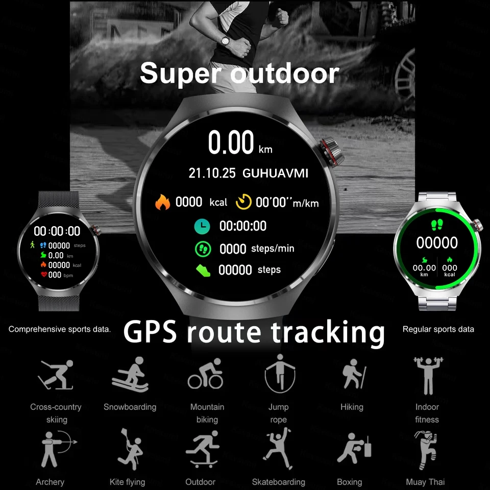 2024 New GPS Sport watch NFC GT4 Smart Watch Men 360*360 HD AMOLED Screen Bluetooth Call Heart Rate Smartwatches for Android IOS 4