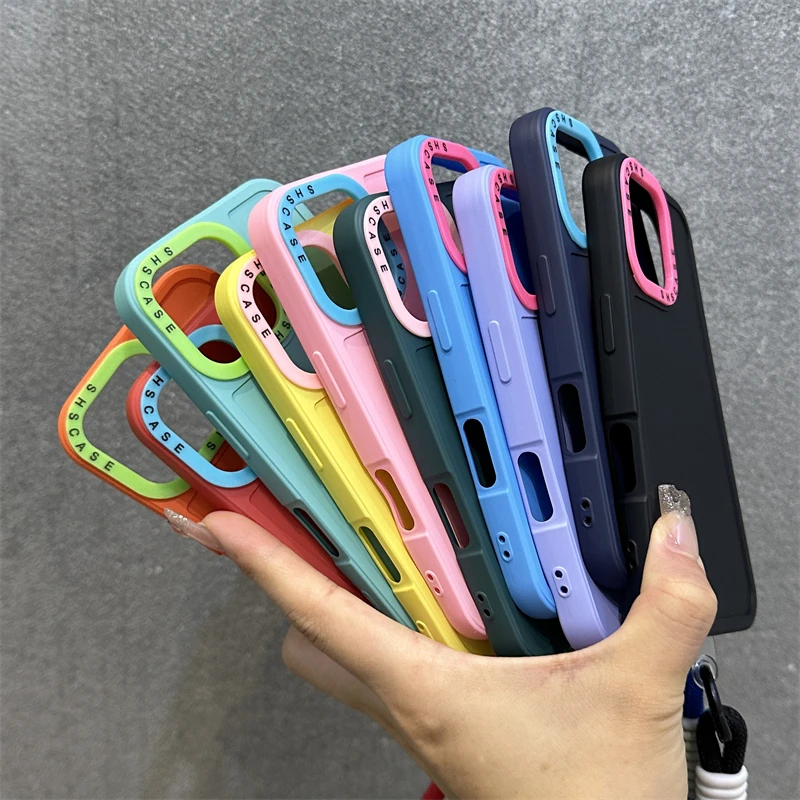 Stylish Wrist Strap Bracelet Phone Case with Colorful Lens Bumper Cover