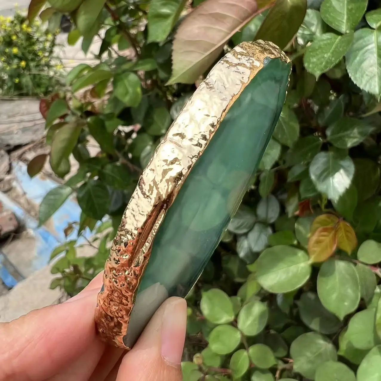 natural agate Geode piece insulated coasters crystal board jade agate coasters with gold-plated lace mineral trim 2