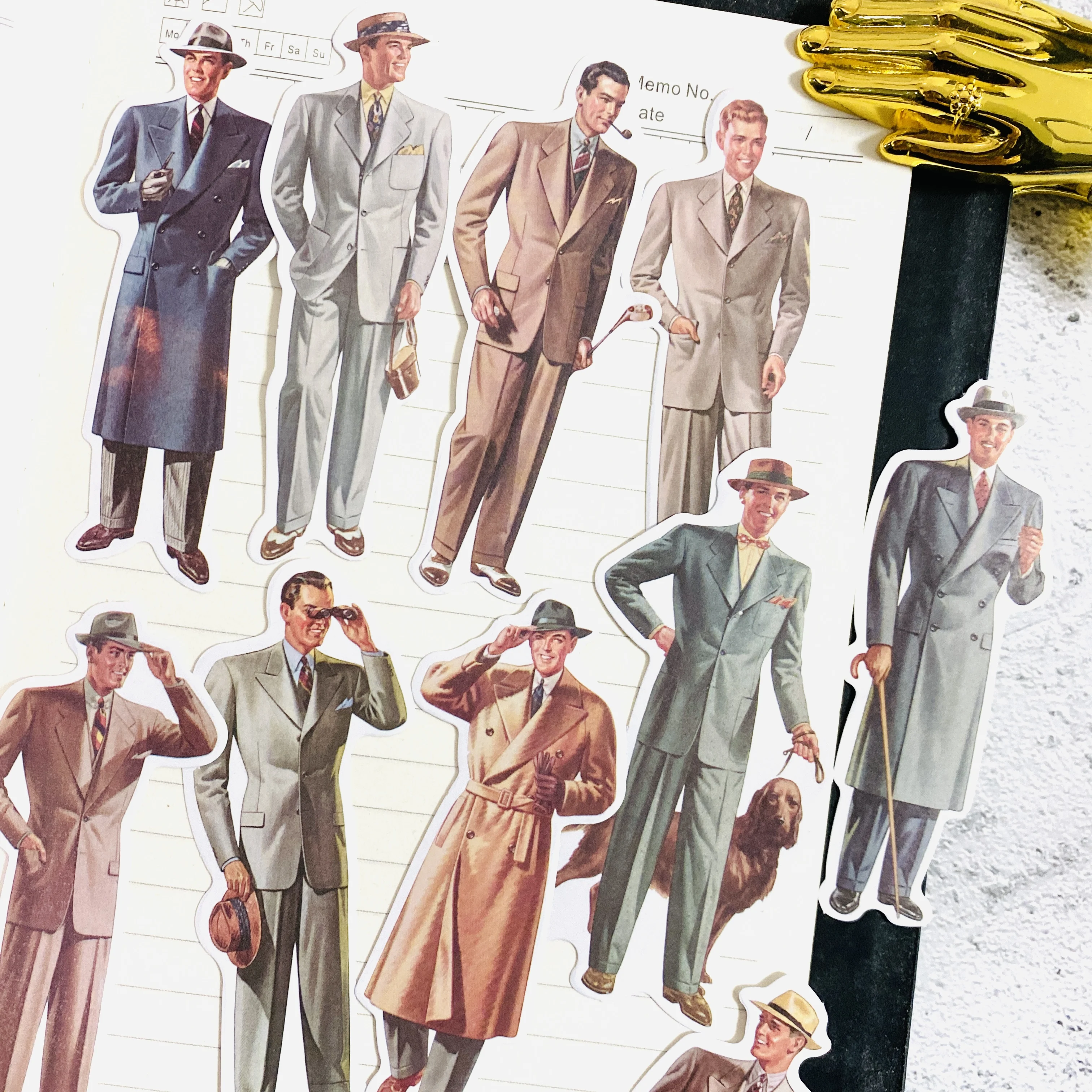 14PCS Vintage Gentleman Stickers DIY Scrapbooking Journal Collage Phone Diary Album Happy Planner Decoration