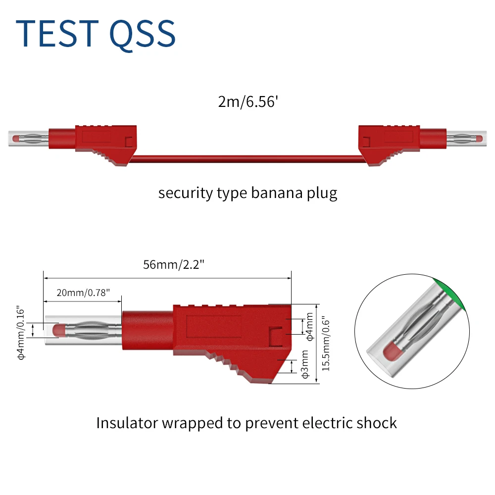 QSS 200CM 5Pcs 듀얼 4MM 바나나 플러그 보안 개폐식 멀티 미터 테스트 리드 케이블 와이어 전기 도구 액세서리 Q.70022