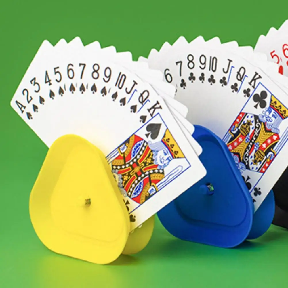 Card Holders 4pcs Card Game Holder Hands-Free Playing Card Holder Board Triangle Shaped Poker Rack Plastic for Seniors Children Adults