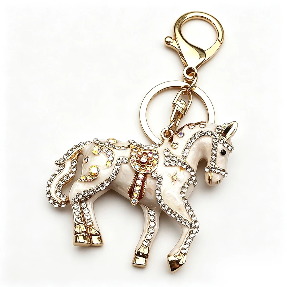 Mode Pferd Pony Schlüsselbund Frauen Männer Tier Voller Strass Kristall Schlüssel Ketten Halter Handtasche Anhänger Für Auto Schmuck Geschenk