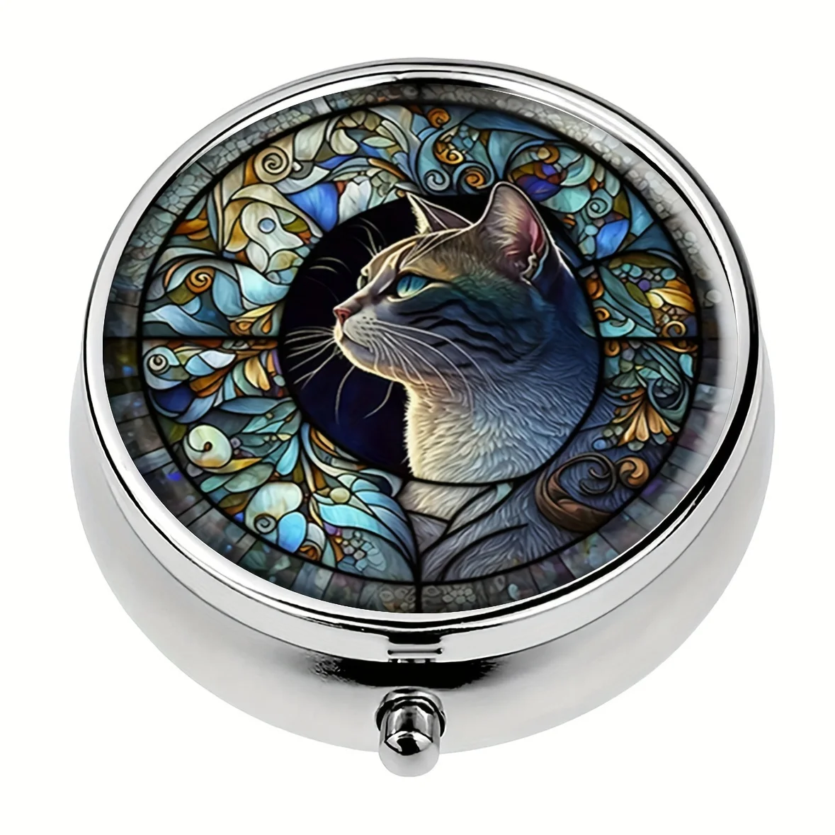 Charming Cat Theme Pill Storage Box-Portable 3-grid medicine box,suitable for travel and wallet carrying,with spiritual design