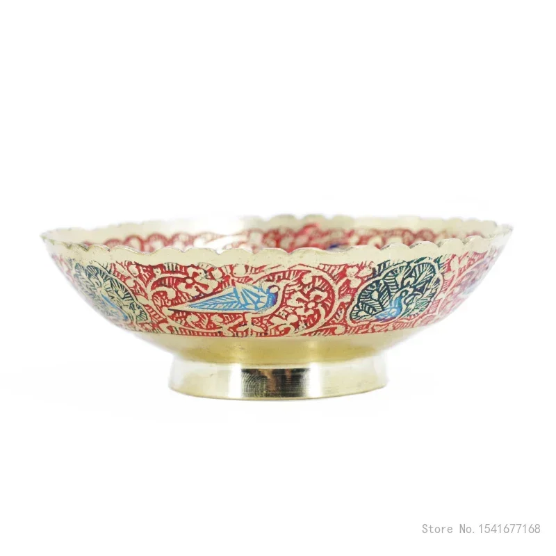 Nepalese Water Supply Bowl, Pure Copper Exquisite Buddha Fruit Small Plate Household Decor Ornament Tribute Specialty Plate, 1Pc