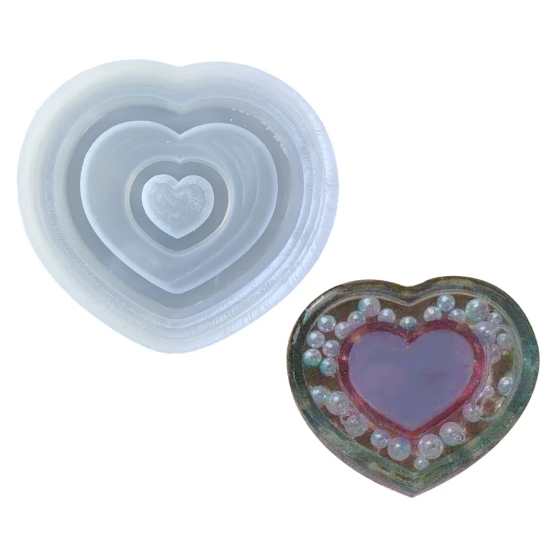

Diy Crystal Epoxy Mould Heart Quicksand Mould Pendant Silicone Ornament Mold