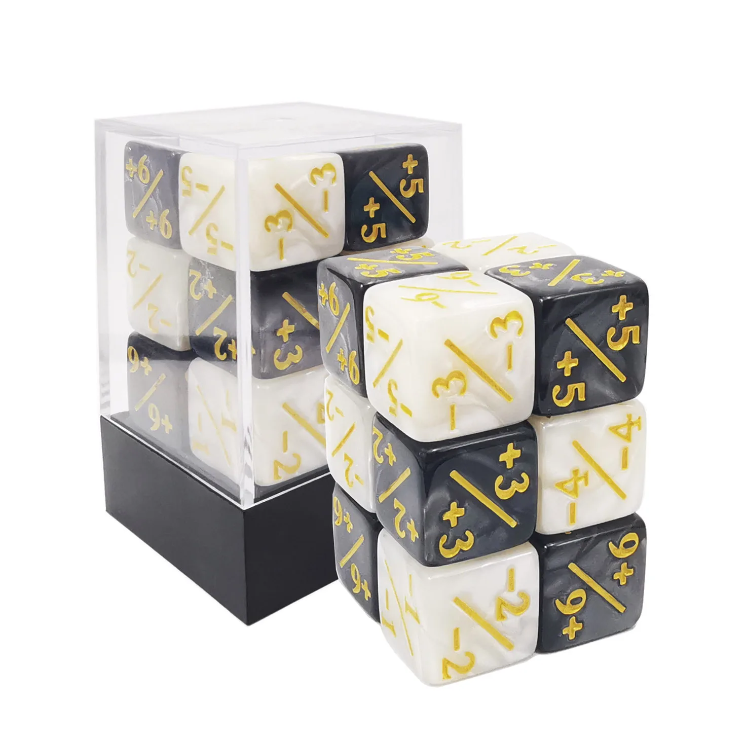 Bescon Colorful 36pcs 12mm Positive and Negative Dice Counters Set, Small Token Dice Loyalty Dice in Brick Box 6