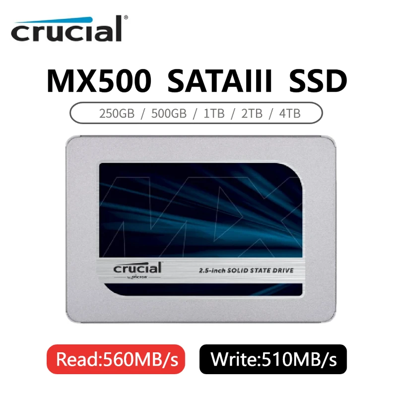 Crucial MX500 - SSD - 250 GB - SATA 6Gb/s - CT250MX500SSD1 - Solid State  Drives 