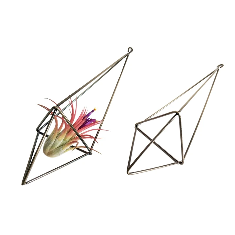 6 Pack Hanging Air Plant Holder Geometric Planter Air Plant Rack Tillandsia Hanger With Chain For Home Decor