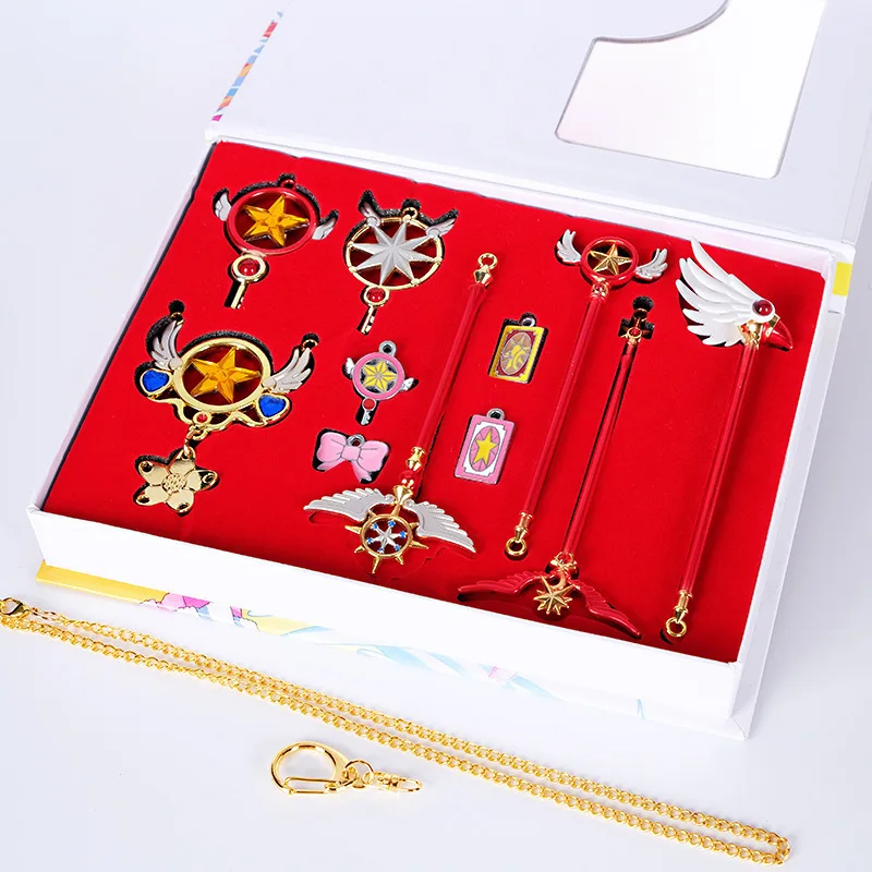 

Japan Cartoon Anime A Suit of Cardcaptor Sakura Athemis Card Girl Star Bird Kinomoto Sakura Magic Cosplay Keychian Pendants Gift