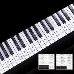 88 Keys Transparent Piano Keyboard Sticker Alphabet Layout Electronic Keyboard Piano Sticker No Glue Paste Key-Board Sticker