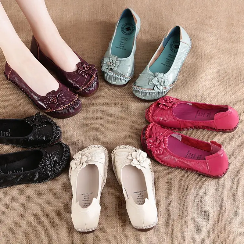 Leather Shoes Women Genuine Comfort Flats Mom Casual Summer Fashion Oxford women oxford shoes
