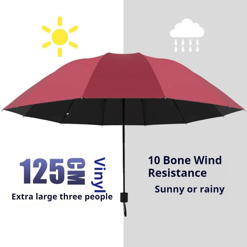 125CM Folding Umbrella Men Womens Windproof Umbrellas Fold Business Sun Rain Umbrella Travel Whole Family Umbrellas