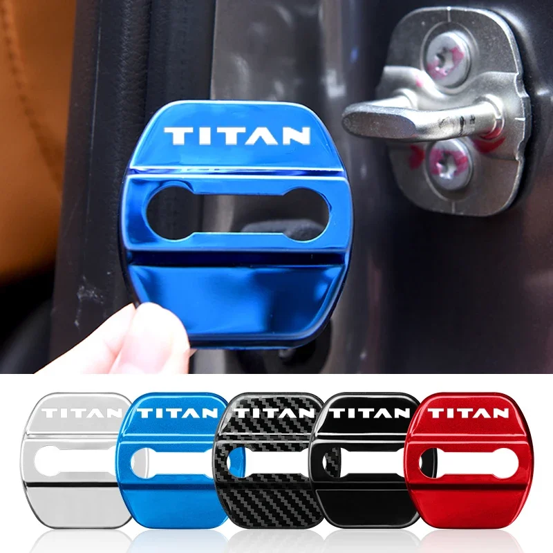 

4PCS Car Door Lock Cover Stainless Steel Protection Buckle Case For Nissan Titan Badge Door Stopper Anti-rust Decals Accessories