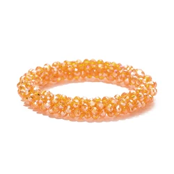 Bohemian Crystal Beaded Stretch Bracelet for Women - Vintage Boho Party Jewelry (Orange)