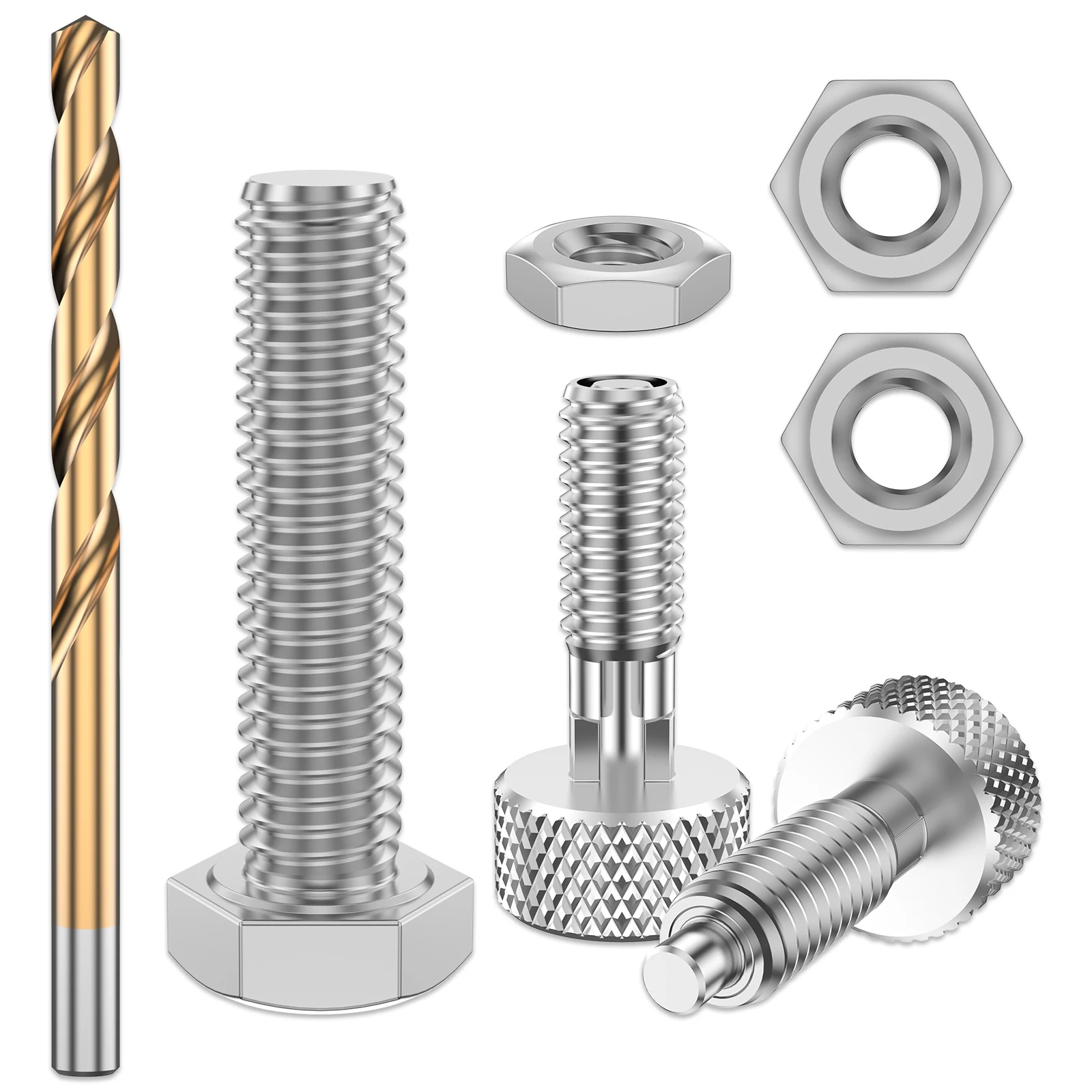 

Handle Release Pins Kit Aluminum Alloy M6 Quick Release Pins Kit Sturdy Hand Retractable Spring Plunger with 2 Nut and 1 Drill