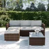5-Piece Outdoor Sectional Furniture, Outdoor Furniture Set w Grey Cushions,Wicker Patio Furniture Patio Conversation Sets Wicker 1