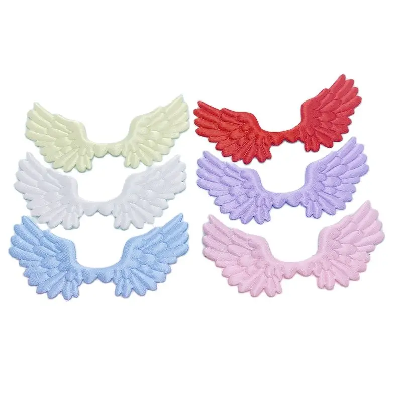 Description Picture 2 of item60Pcs 7x3.5CM Satin Fabric Angel Wing Padded Appliques For DIY Hair Clip Accessories Garment Headwear Decor Patches